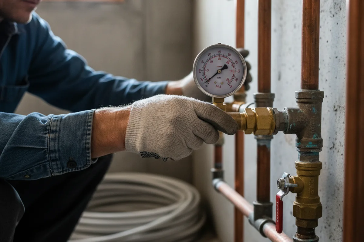 Pressure testing a repaired line during Water Line Repair in Anahuac
